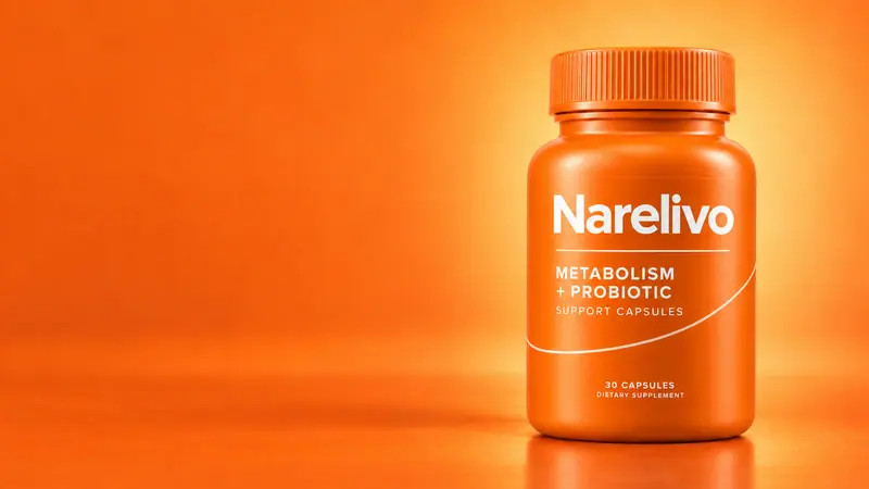 Svelisse capsule bottle on an orange background